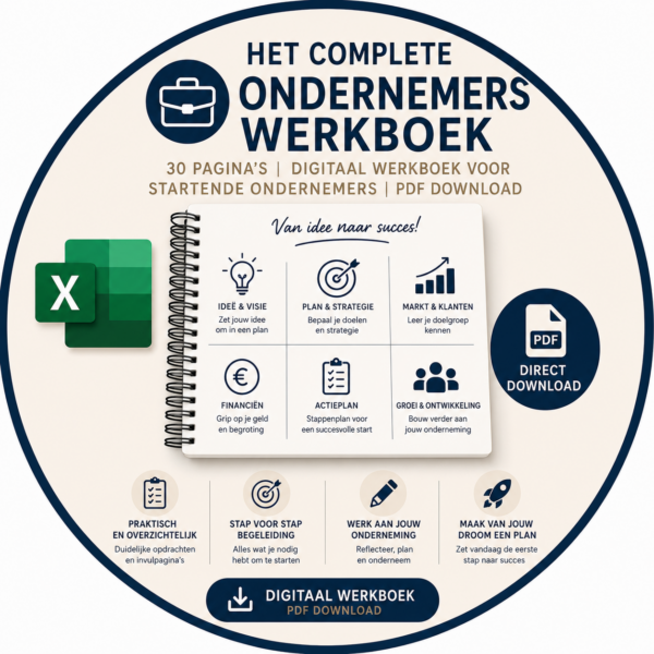 Het Complete Ondernemers Werkboek (30 Pagina's) | Digitaal Werkboek voor Startende Ondernemers | PDF Download