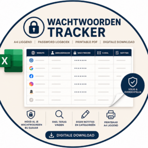 Graag ook voor Wachtwoorden Tracker | A4 Liggend | Password Logboek | Printable PDF | Digitale Download
